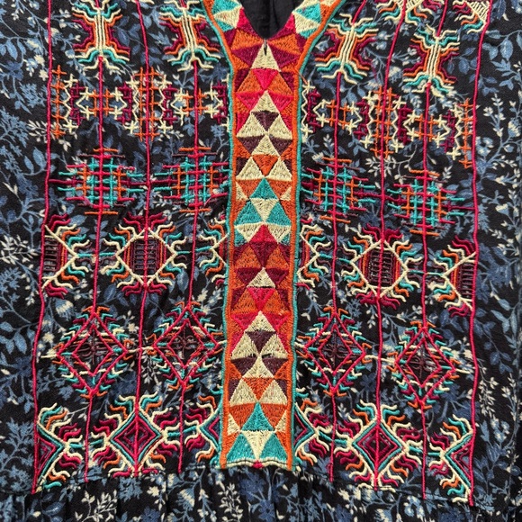 Sundance Talulah Embroidered Blue Floral Boho Dress Women's XXL Knee Length - Picture 7 of 13